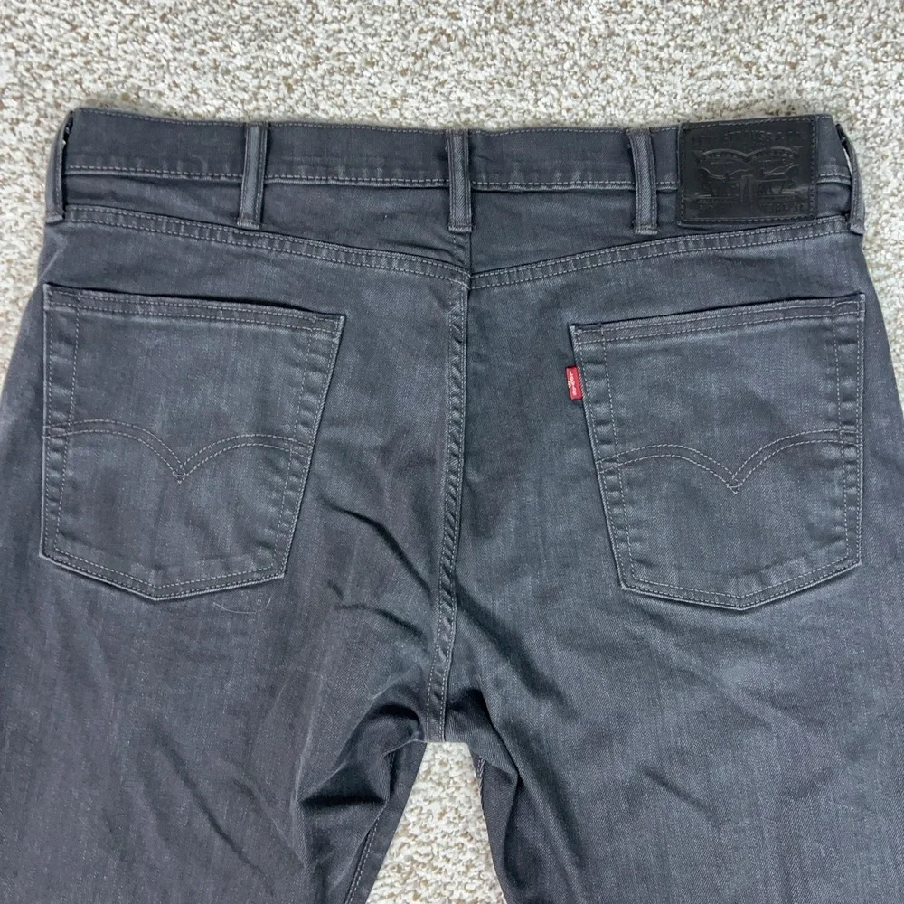 Levis 513 Jeans Mens 38x34 Gray Slim Straight Stretch Denim Charcoal Wash Casual